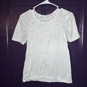 Handmade white tee ruffles distressed small short sleeve